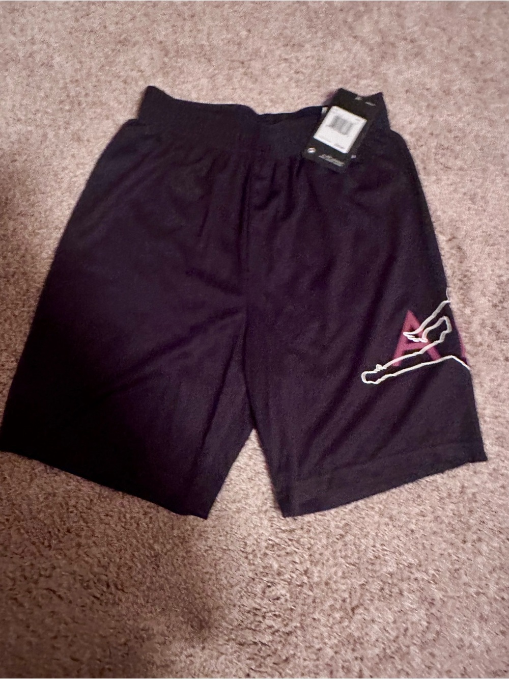 NWT Youth Jordan Black Basketball Shorts with Red/White Jordan Accent Logo